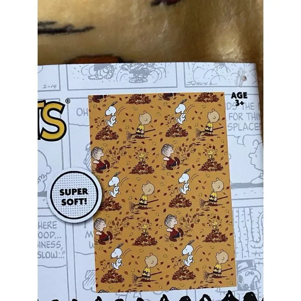 PEANUTS SNOOPY Charlie Brown Soft THROW‎ Blanket 50”x70” Autumn Fall Leaves NEW